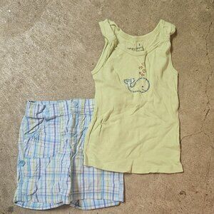Carter Plaid Shorts and Jumping Beans Green Tank - size 5/6